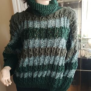 Green striped oversized sweater